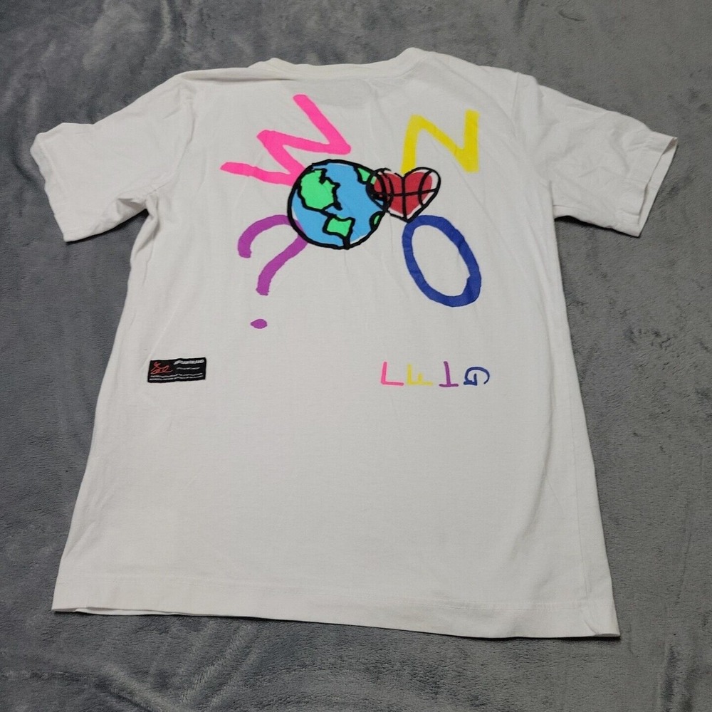 Air Jordan Nike Tee Boys 12 Large Active Shirt White Logo Crew Neck Why Not Love